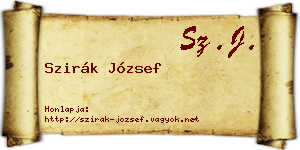Szirák József névjegykártya